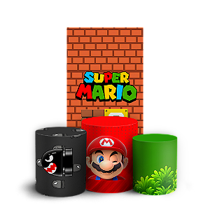 Capas Faixa Lateral e Trio Cilindro Sublimado Veste Fácil - Super Mario