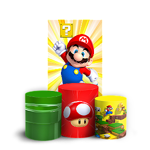 Capas Faixa Lateral e Trio Cilindro Sublimado Veste Fácil - Super Mario