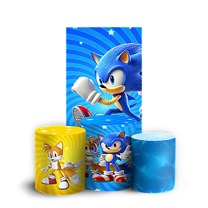 Capas Faixa Lateral e Trio Cilindro Sublimado Veste Fácil - Sonic