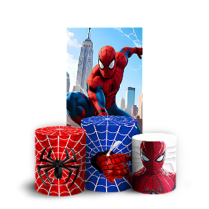 Capas Faixa Lateral e Trio Cilindro Sublimado Veste Fácil - Homem Aranha