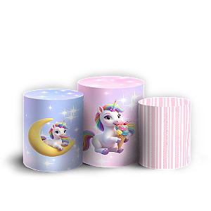 Capas Trio Cilindro Sublimado Veste Fácil - Unicornio