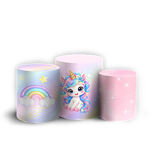 Capas Trio Cilindro Sublimado Veste Fácil - Unicornio