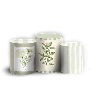 Capas Trio Cilindro Sublimado Veste Fácil - Floral Verde