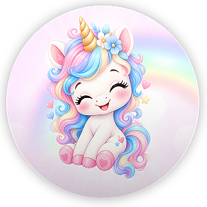 Capa Painel Redondo Sublimado - Unicornio