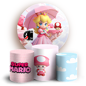 Capas Painel Redondo e Trio Cilindro Sublimado - Super Mario