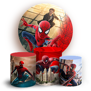 Capas Painel Redondo e Trio Cilindro Sublimado - Homem Aranha