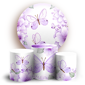 Capas Painel Redondo e Trio Cilindro Sublimado - Borboleta
