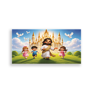 Capa Painel Retangular Sublimado - Jesus e Crianças