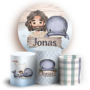 Capas Painel Redondo e Trio Cilindro Sublimado - Jonas e a Baleia