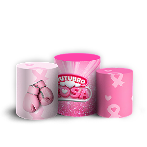 Capas Trio Cilindro Sublimado Veste Fácil - Outubro Rosa
