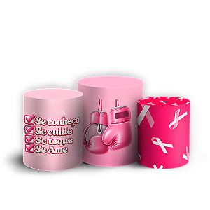 Capas Trio Cilindro Sublimado Veste Fácil - Outubro Rosa