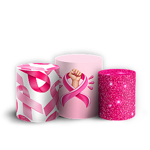 Capas Trio Cilindro Sublimado Veste Fácil - Outubro Rosa