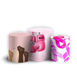 Capas Trio Cilindro Sublimado Veste Fácil - Outubro Rosa