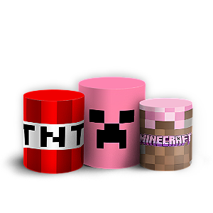Capas Trio Cilindro Sublimado Veste Fácil - Minecraft