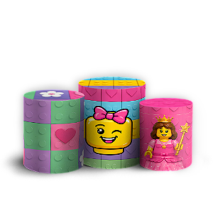 Capas Trio Cilindro Sublimado Veste Fácil - Lego Rosa