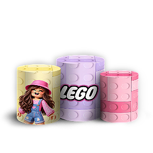 Capas Trio Cilindro Sublimado Veste Fácil - Lego Rosa
