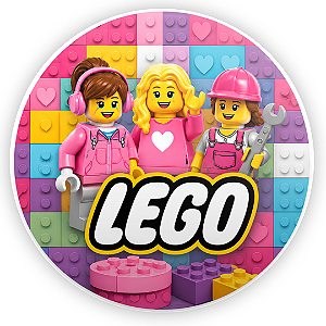Capa Painel Redondo Sublimado - Lego Rosa