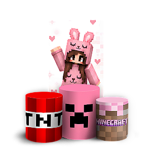 Capas Faixa Lateral e Trio Cilindro Sublimado Veste Fácil - Minecraft