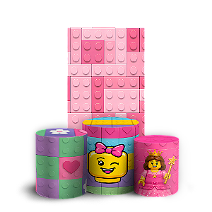 Capas Faixa Lateral e Trio Cilindro Sublimado Veste Fácil - Lego Rosa