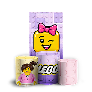 Capas Faixa Lateral e Trio Cilindro Sublimado Veste Fácil - Lego Rosa