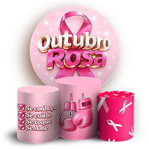 Capas Painel Redondo e Trio Cilindro Sublimado - Outubro Rosa