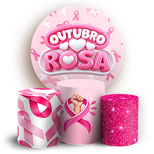 Capas Painel Redondo e Trio Cilindro Sublimado - Outubro Rosa
