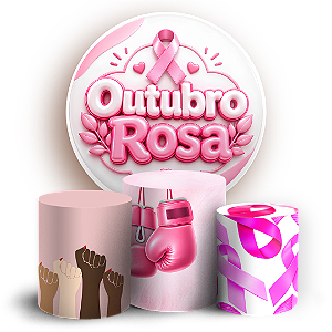 Capas Painel Redondo e Trio Cilindro Sublimado - Outubro Rosa