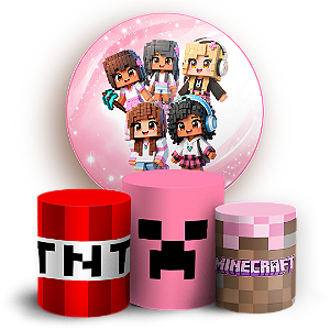Capas Painel Redondo e Trio Cilindro Sublimado - Minecraft