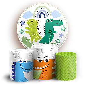 Capas Painel Redondo e Trio Cilindro Sublimado - Dinossauro Baby