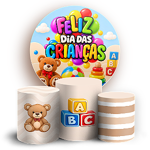 Capas Painel Redondo e Trio Cilindro Sublimado - Dia das Crianças