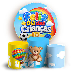 Capas Painel Redondo e Trio Cilindro Sublimado - Dia das Crianças