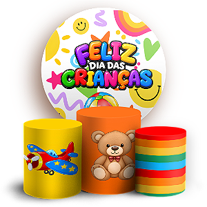Capas Painel Redondo e Trio Cilindro Sublimado - Dia das Crianças