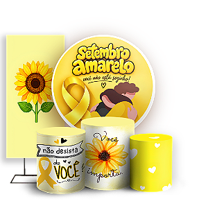 Capas Painel Redondo Trio Cilindro e Faixa Lateral Sublimado - Setembro Amarelo