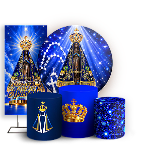Capas Painel Redondo Trio Cilindro e Faixa Lateral Sublimado - Nossa Senhora Aparecida