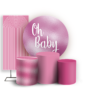 Capas Painel Redondo Trio Cilindro e Faixa Lateral Sublimado - Oh Baby