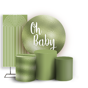 Capas Painel Redondo Trio Cilindro e Faixa Lateral Sublimado - Oh Baby