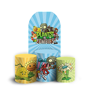 Capas Faixa Lateral e Trio Cilindro Sublimado Veste Fácil - Plant Zombie
