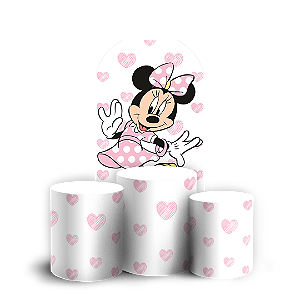 Capas Faixa Lateral e Trio Cilindro Sublimado Veste Fácil - Minnie Rosa