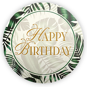 Capa Painel Redondo Sublimado - Aniversário - Dourado