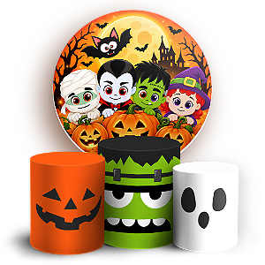 Capas Painel Redondo e Trio Cilindro Sublimado - Halloween