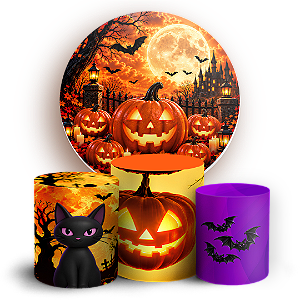 Capas Painel Redondo e Trio Cilindro Sublimado - Halloween