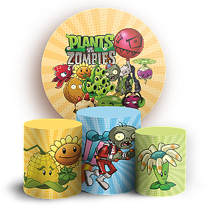 Capas Painel Redondo e Trio Cilindro Sublimado - Plant Zombie