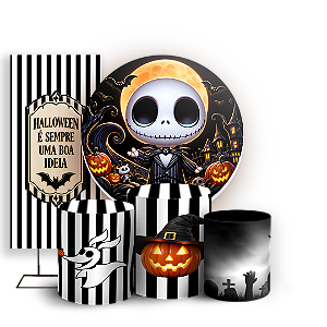 Capas Painel Redondo Trio Cilindro e Faixa Lateral Sublimado - Halloween