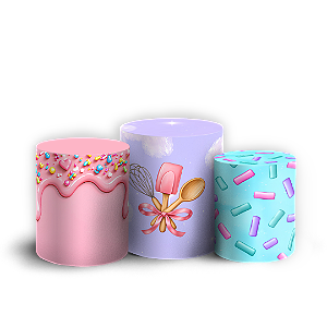 Capas Trio Cilindro Sublimado Veste Fácil - Confeitaria