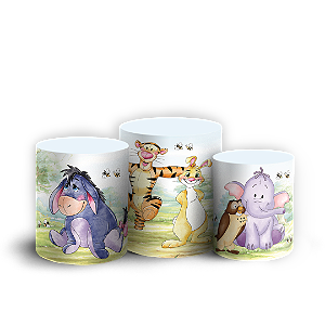 Capas Trio Cilindro Sublimado Veste Fácil - Ursinho Pooh Aquarela