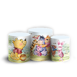 Capas Trio Cilindro Sublimado Veste Fácil - Ursinho Pooh Aquarela