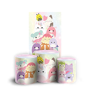 Capas Faixa Lateral e Trio Cilindro Sublimado Veste Fácil - Squishmallow
