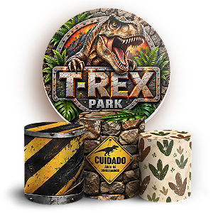 Capas Painel Redondo e Trio Cilindro Sublimado - Dino Rex