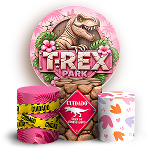 Capas Painel Redondo e Trio Cilindro Sublimado - Dino Rex