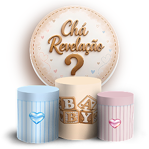 Capas Painel Redondo e Trio Cilindro Sublimado - Chá Revelação